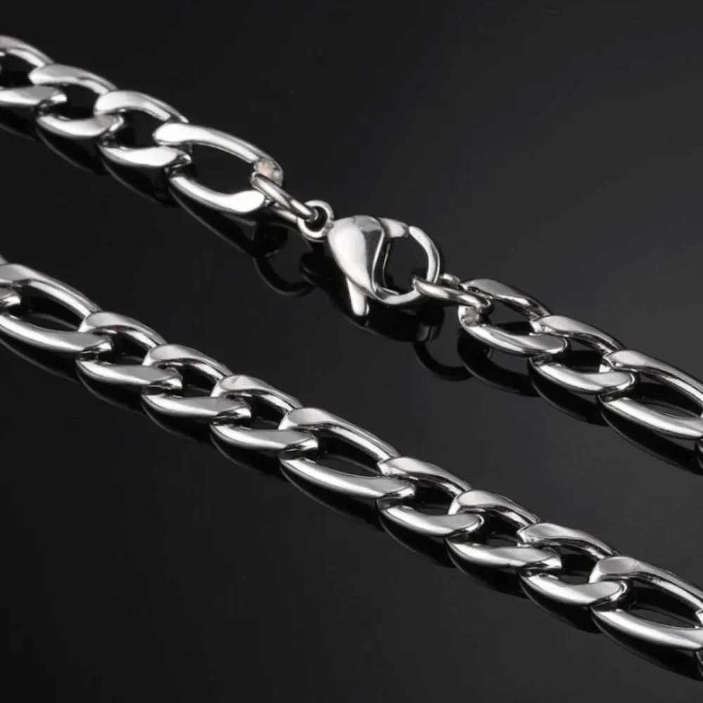Minimalist Mens 5mm Silver Figaro Chain Necklace Womens Necklace Choker Chain - Picture 4 of 4